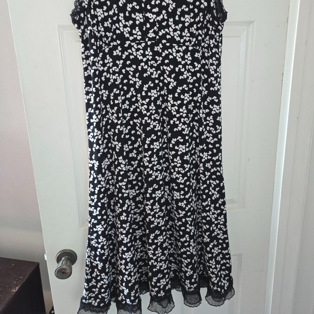 NWT Michael Kors Black with White Hearts Dress / Size XL